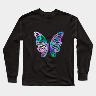 Butterfly Animal Color Wild Forest Nature Chrome Graphic Long Sleeve T-Shirt